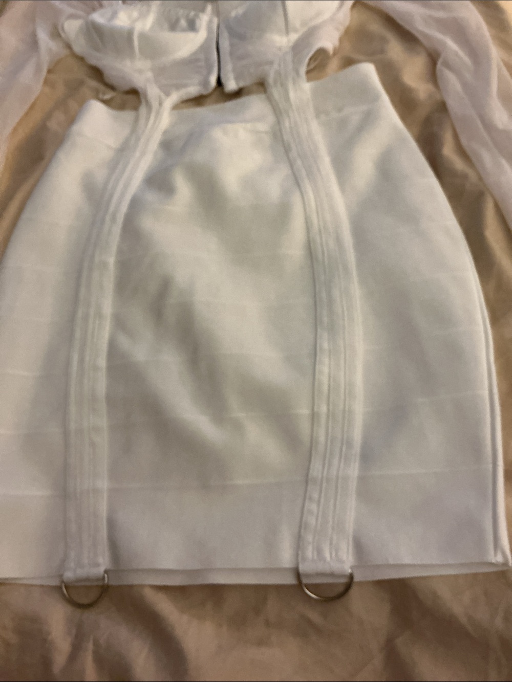 Fashion Nova White Mesh Sleeve Bustier Mini Dress - Picture 2 of 6